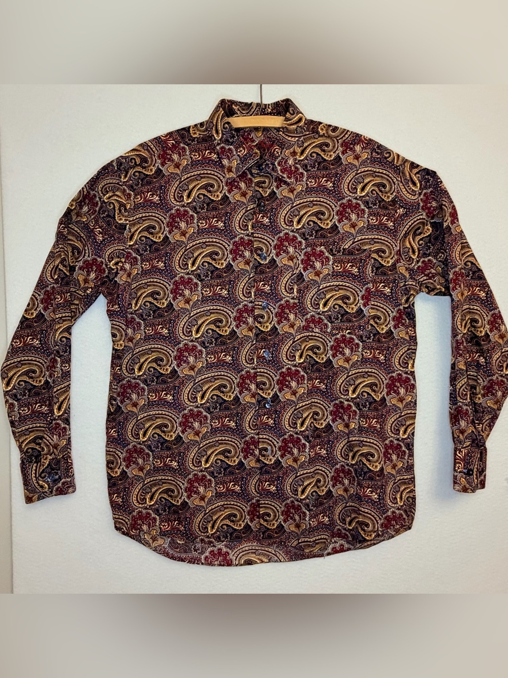 Alan Flusser Paisley Button Down Shirt Cotton Long Sleeve Men’s XL